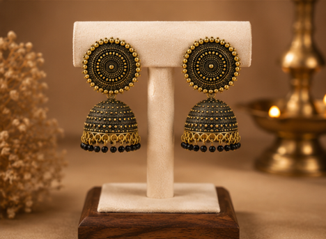The Antique Gold Mandala Jhumkas