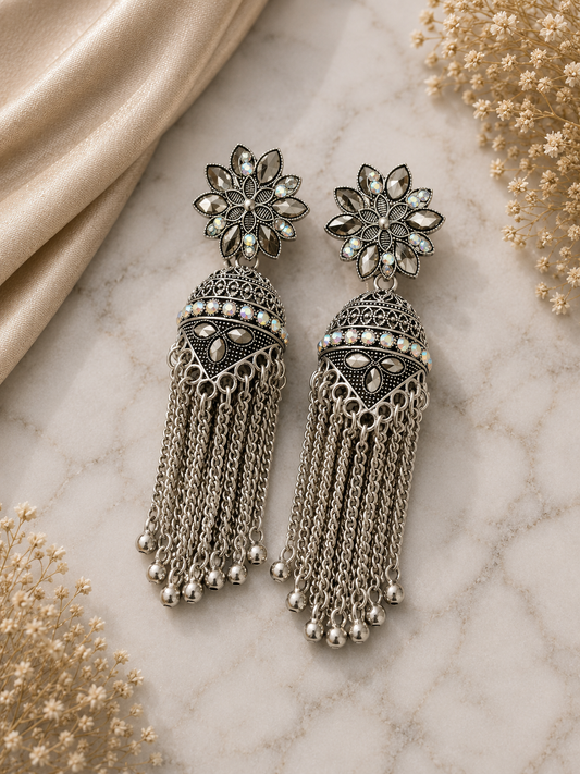 Aurora Floral Tassel Jhumkas