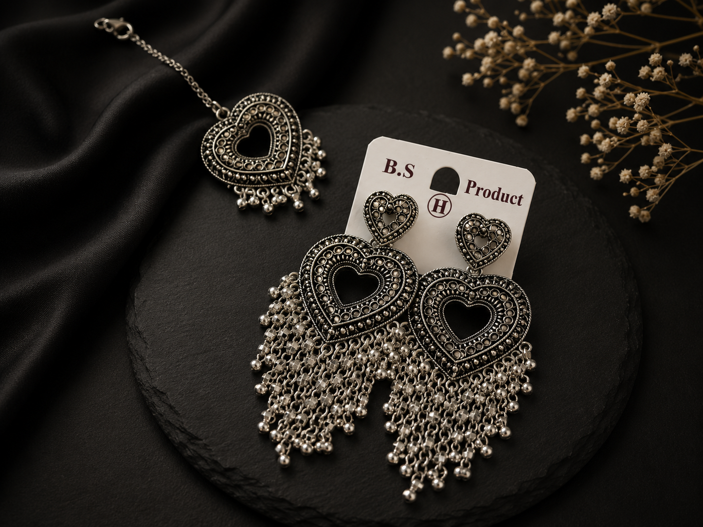 Hearted Tassel Earring