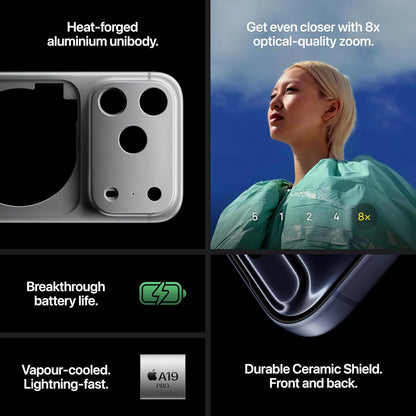 Apple iPhone 17 Pro Max 256 GB: 17.42 cm (6.9″) Display with Promotion, A19 Pro Chip, Best Battery Life in Any iPhone Ever, Pro Fusion Camera System, Center Stage Front Camera; Deep Blue