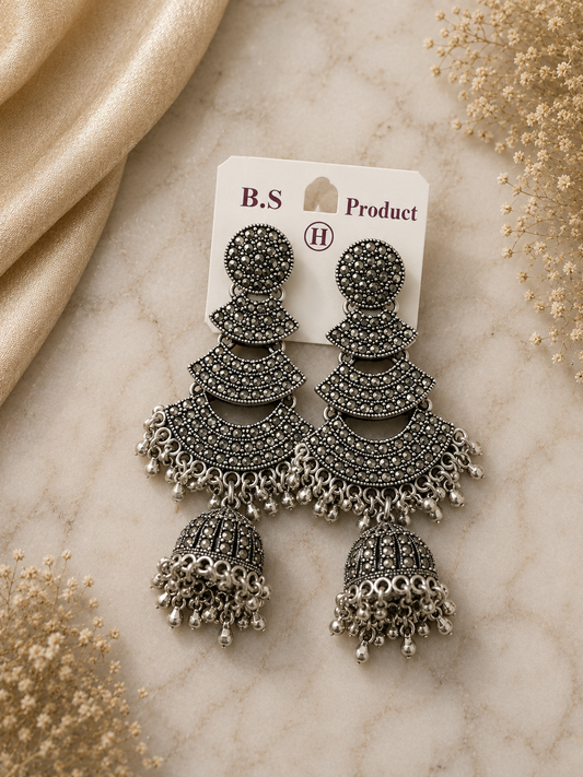 Marcasite Tiered Jhumkas
