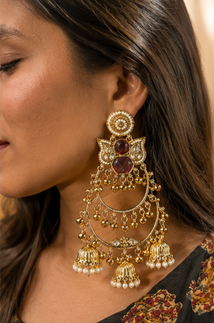 The Royal Crimson Chandbali Jhumkas