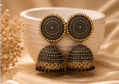 The Antique Gold Mandala Jhumkas