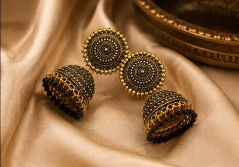 The Antique Gold Mandala Jhumkas