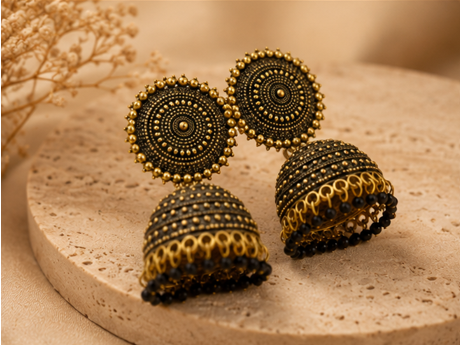 The Antique Gold Mandala Jhumkas