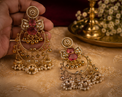 The Royal Crimson Chandbali Jhumkas